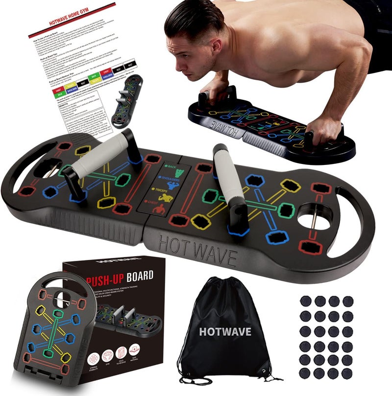 Hot Wave Push Up Board Fitness, Portable Foldable 20 in 1 Push Up Bar at Home Gym, Pushup Handles for Floor. Professional Strength Training Equipment For Man and Women,Patent Pending - Image 1